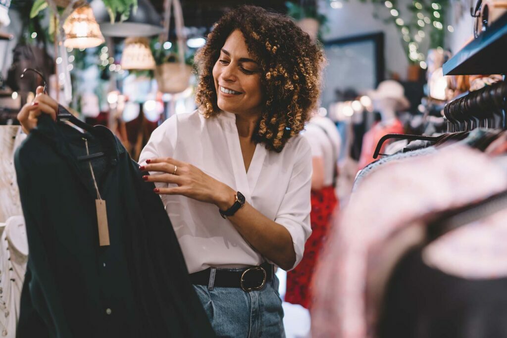 lady shopping for affordable clothes