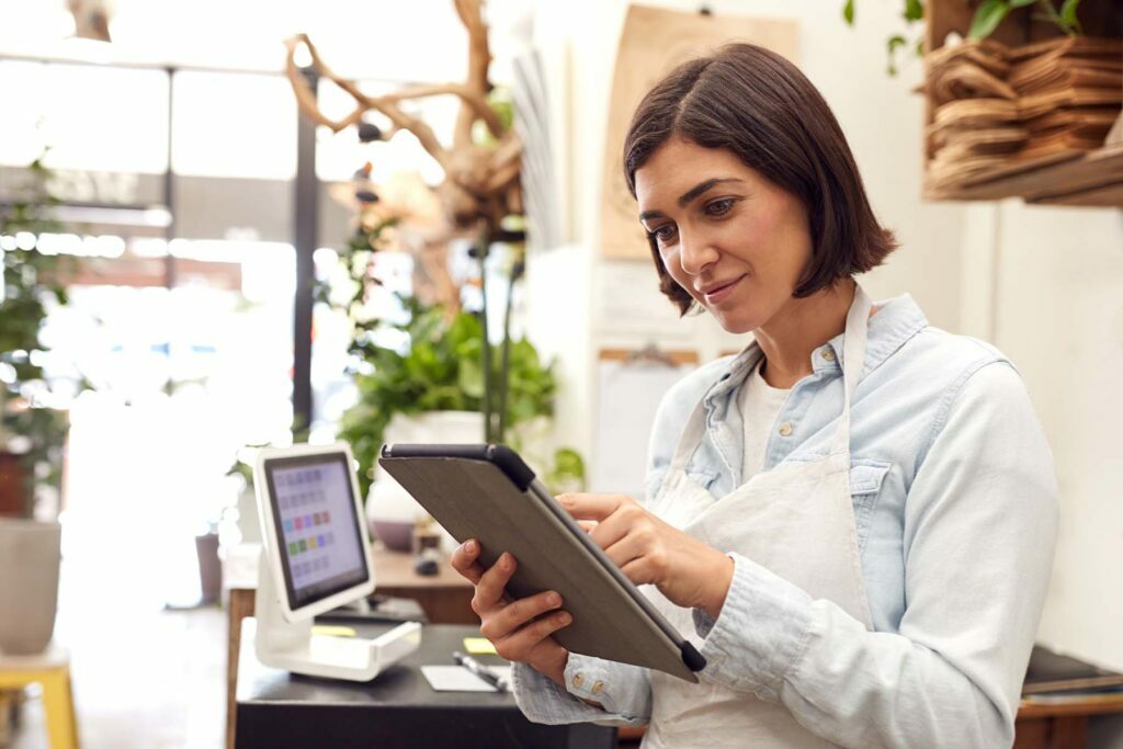 small business worker on an ipad