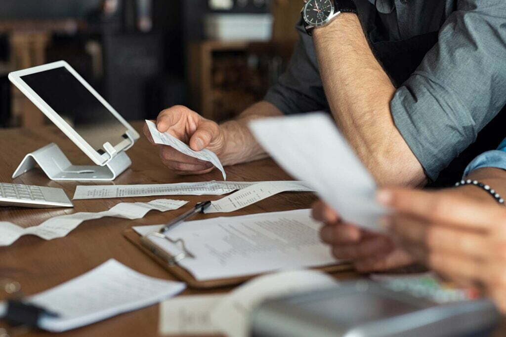 Entrepreneurs going over paperwork
