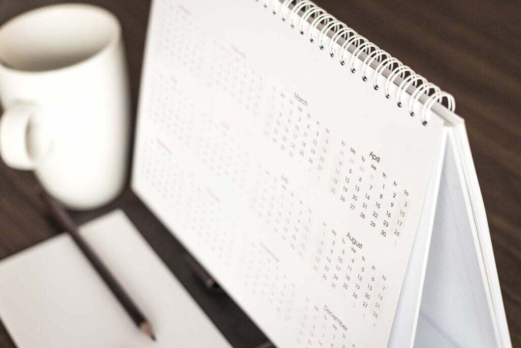 a calendar with a tax deadline